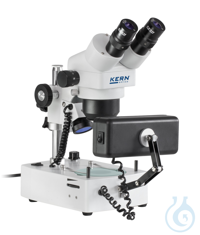 Stereo zoom microscope (Gem) Bino (220V), Greenough; 0,7-3,6x; HSWF10x23; 10W Ha The KERN OZG 493...
